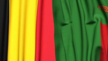 Çad ve ZAMBIA 'nın gerçekçi kumaş dokusuyla bayrakları