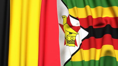 Çad ve ZIMBABWE bayrakları gerçekçi kumaş dokusuyla