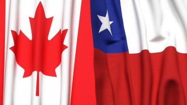 Kanadalı ve Şili bayrakları gerçekçi kumaş dokusuyla