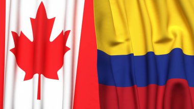 Kanadalı bayraklar ve gerçekçi kumaş dokusuna sahip COLOMBIA