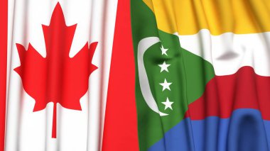 CANADA bayrakları ve gerçekçi kumaş dokusuna sahip COMOROS