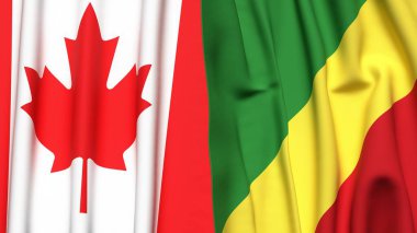 CANADA ve CONGO R bayrakları gerçekçi kumaş dokusuna sahip