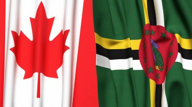 Kanadalı bayraklar ve gerçekçi kumaş dokusuna sahip DOMINICA
