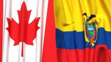 Kanadalı bayraklar ve gerçekçi kumaş dokusuna sahip Ekvador