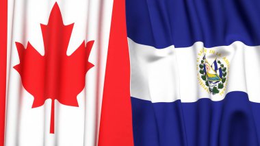CANADA ve EL SALVADOR bayrakları gerçekçi kumaş dokusuyla