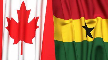 Kanadalı bayraklar ve gerçekçi kumaş dokusuna sahip GHANA