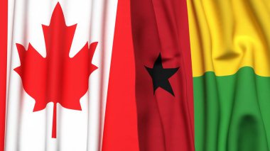 Kanada ve Guinea-BISSAU bayrakları gerçekçi kumaş dokusuyla