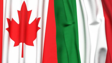 Kanada ve İtalya 'nın gerçekçi kumaş dokusuna sahip bayrakları