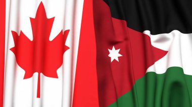 CANADA ve JORDAN bayrakları gerçekçi kumaş dokusuna sahip