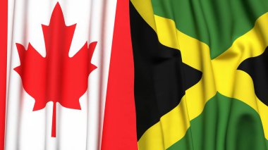 CANADA ve JAMAICA 'nın gerçekçi kumaş dokusuyla bayrakları