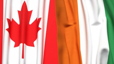 CANADA Bayrakları ve gerçekçi kumaş dokusuna sahip IVORY Kıyı
