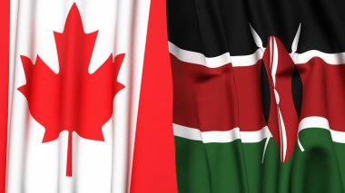 CANADA ve KENYA bayrakları gerçekçi kumaş dokusuyla