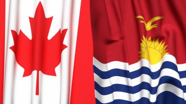 CANADA ve KIRIBATI bayrakları gerçekçi kumaş dokusuyla
