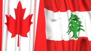 Kanadalı bayraklar ve gerçekçi kumaş dokusuna sahip LEBANON