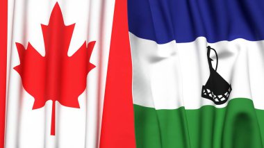 Kanadalı bayraklar ve gerçekçi kumaş desenli LESOTHO