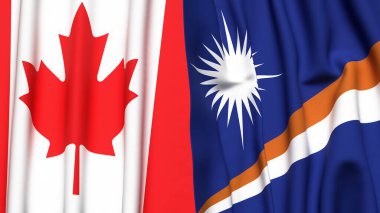 Kanadanın bayrakları ve gerçekçi kumaş dokusuna sahip MARSHALL Adaları