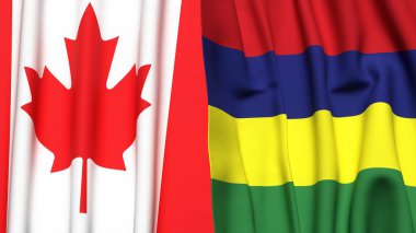 Kanadalı bayraklar ve gerçekçi kumaş dokusuna sahip belediye başkanlığı.