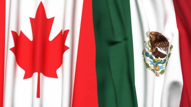 Kanadalı bayraklar ve gerçekçi kumaş dokusuna sahip MEXICO