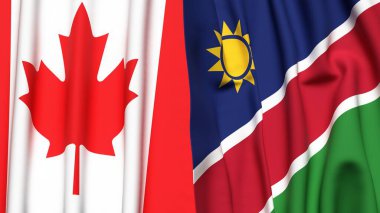 Kanadalı bayraklar ve gerçekçi kumaş dokusuna sahip NAMIBIA