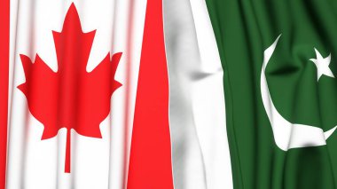 Kanadalı bayraklar ve gerçekçi kumaş dokusuna sahip PAKISTAN