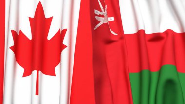 CANADA ve OMAN bayrakları gerçekçi kumaş dokusuyla