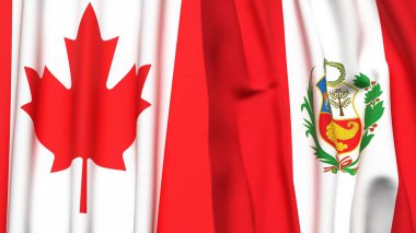 CANADA ve Peru 'nun gerçekçi kumaşlı bayrakları