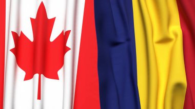 Gerçekçi kumaş dokusuna sahip Kanada ve Roma bayrakları