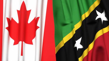 Kanadalı bayraklar ve gerçekçi kumaş dokusuna sahip Aziz Kitts