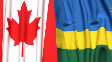 CANADA ve Rwanda bayrakları gerçekçi kumaş dokusuyla