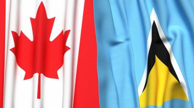 CANADA ve SAINT LUCIA bayrakları gerçekçi kumaş dokusuyla
