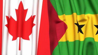 CANADA ve SAO TOME bayrakları gerçekçi kumaş dokusuyla