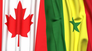 CANADA ve SENEGAL bayrakları gerçekçi kumaş dokusuyla