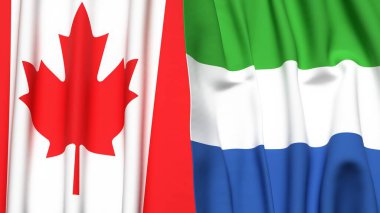 Kanadalı bayraklar ve gerçekçi kumaş desenli Sierra Leone.