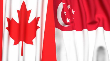 Kanadalı bayraklar ve gerçekçi kumaş dokusuna sahip SINGAPORE