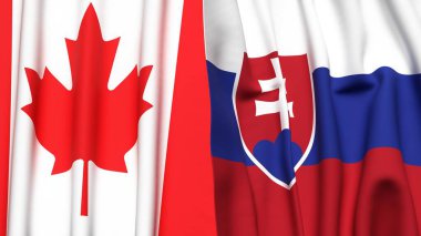CANADA ve SLOVAKIA bayrakları gerçekçi kumaş dokusuyla
