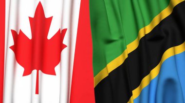 Kanadalı ve TANZANIA bayrakları gerçekçi kumaş dokusuyla