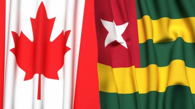 CANADA ve TOGO bayrakları gerçekçi kumaş dokusuyla