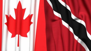 CANADA ve TRINIDAD bayrakları gerçekçi kumaş dokusuyla
