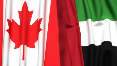 CANADA ve BAE bayrakları gerçekçi kumaş dokusuna sahip