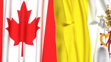 CANADA ve VATICAN bayrakları gerçekçi kumaş dokusuna sahip