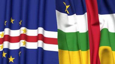 CAPE VERDE ve Orta Afrika Cumhuriyeti bayrakları gerçekçi kumaş dokusuna sahip