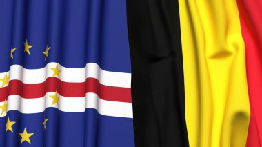 CAPE VERDE ve Çad 'ın gerçekçi kumaş dokusuyla bayrakları
