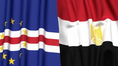 Gerçekçi kumaş dokusuna sahip CAPE VERDE ve EGYPT bayrakları