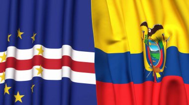 Gerçekçi kumaş dokusuna sahip CAPE VERDE ve Ekvador bayrakları
