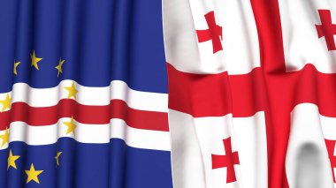Gerçekçi kumaş dokusuna sahip CAPE VERDE ve GEORGIA bayrakları