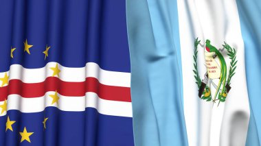 Gerçekçi kumaş dokusuna sahip CAPE VERDE ve GUATEMALA bayrakları