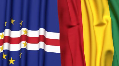 Gerçekçi kumaş dokusuna sahip CAPE VERDE ve GUINEA bayrakları