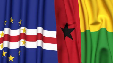CAPE VERDE ve GİNEA-BISSAU bayrakları gerçekçi kumaş dokusuna sahip