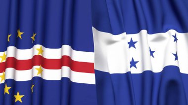 Gerçekçi kumaş dokusuna sahip CAPE VERDE ve HONDURAS bayrakları