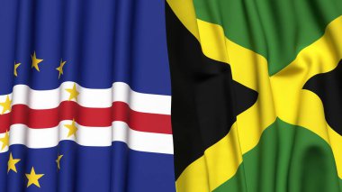 Gerçekçi kumaş dokusuna sahip CAPE VERDE ve JAMAICA bayrakları